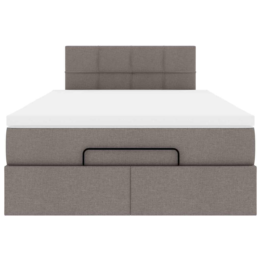 vidaXL Οθωμανικό κρεβάτι με στρώμα & LEDs Taupe 120x190cm ύφασμα