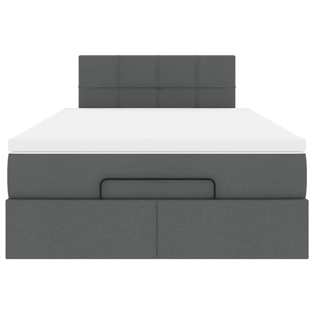 vidaXL Οθωμανικό κρεβάτι με στρώμα & LEDs Σκούρο γκρι 120x200cm Ύφασμα
