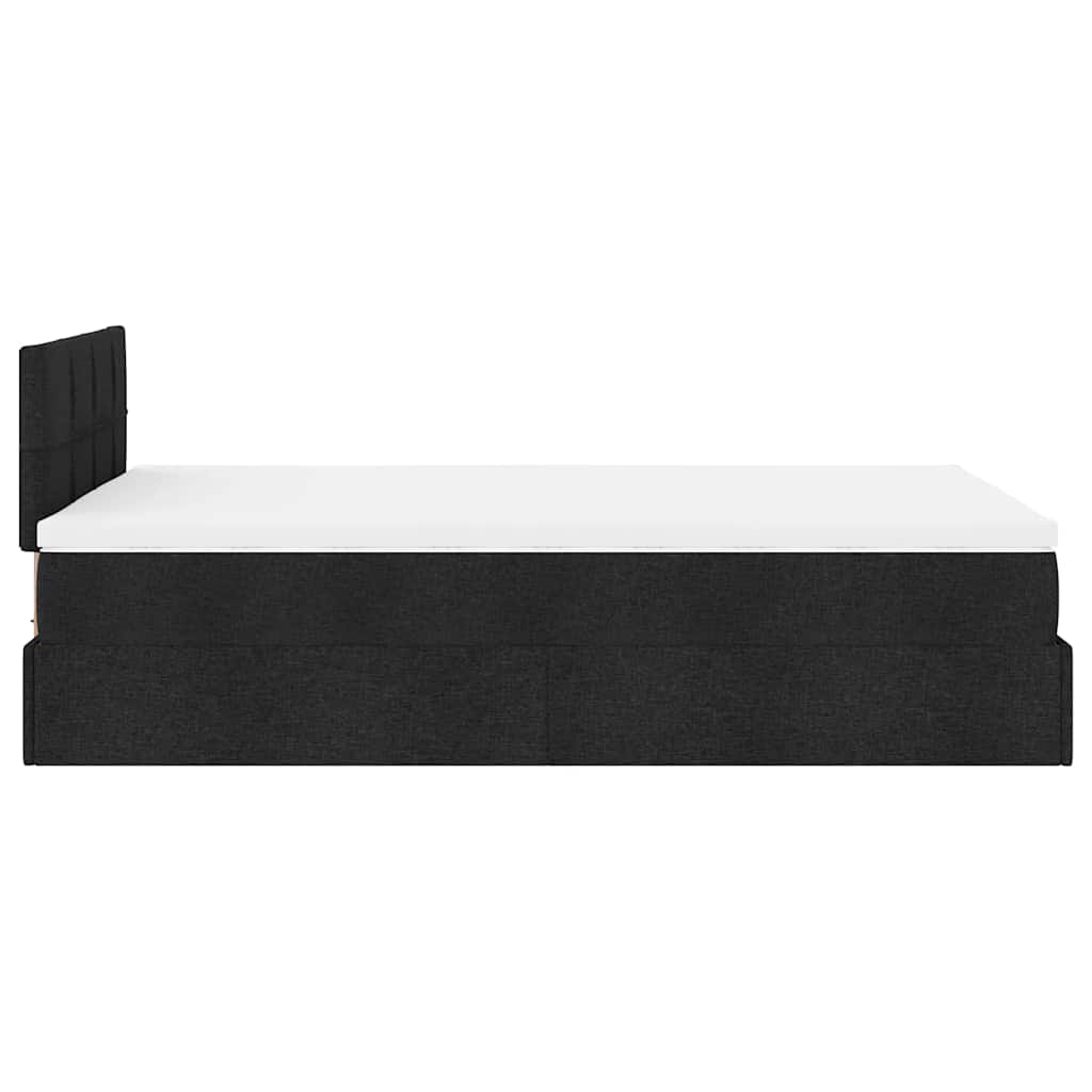 vidaXL Οθωμανικό κρεβάτι με στρώμα & LEDs Μαύρο 120x200 cm Ύφασμα