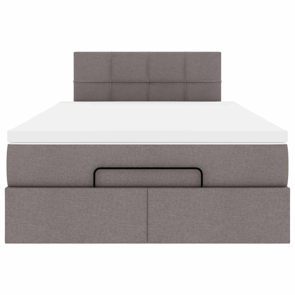 vidaXL Οθωμανικό κρεβάτι με στρώμα & LEDs Taupe 120x200cm ύφασμα