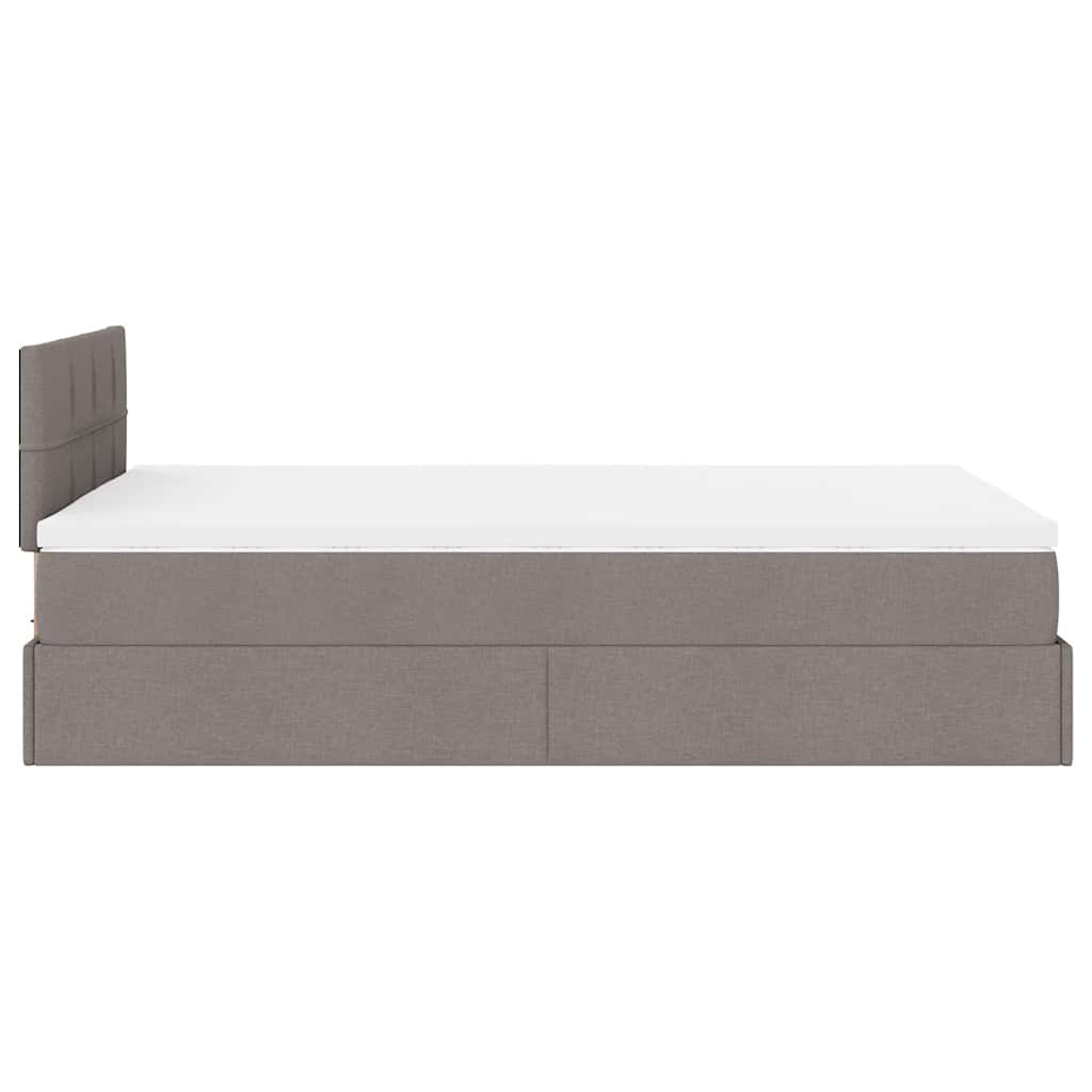 vidaXL Οθωμανικό κρεβάτι με στρώμα & LEDs Taupe 120x200cm ύφασμα
