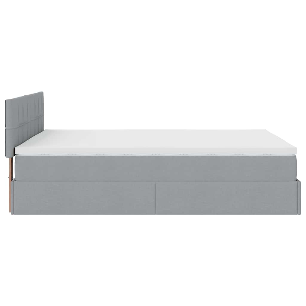 vidaXL Οθωμανικό κρεβάτι με στρώμα&LEDs Ανοιχτό γκρι 140x190cm Ύφασμα