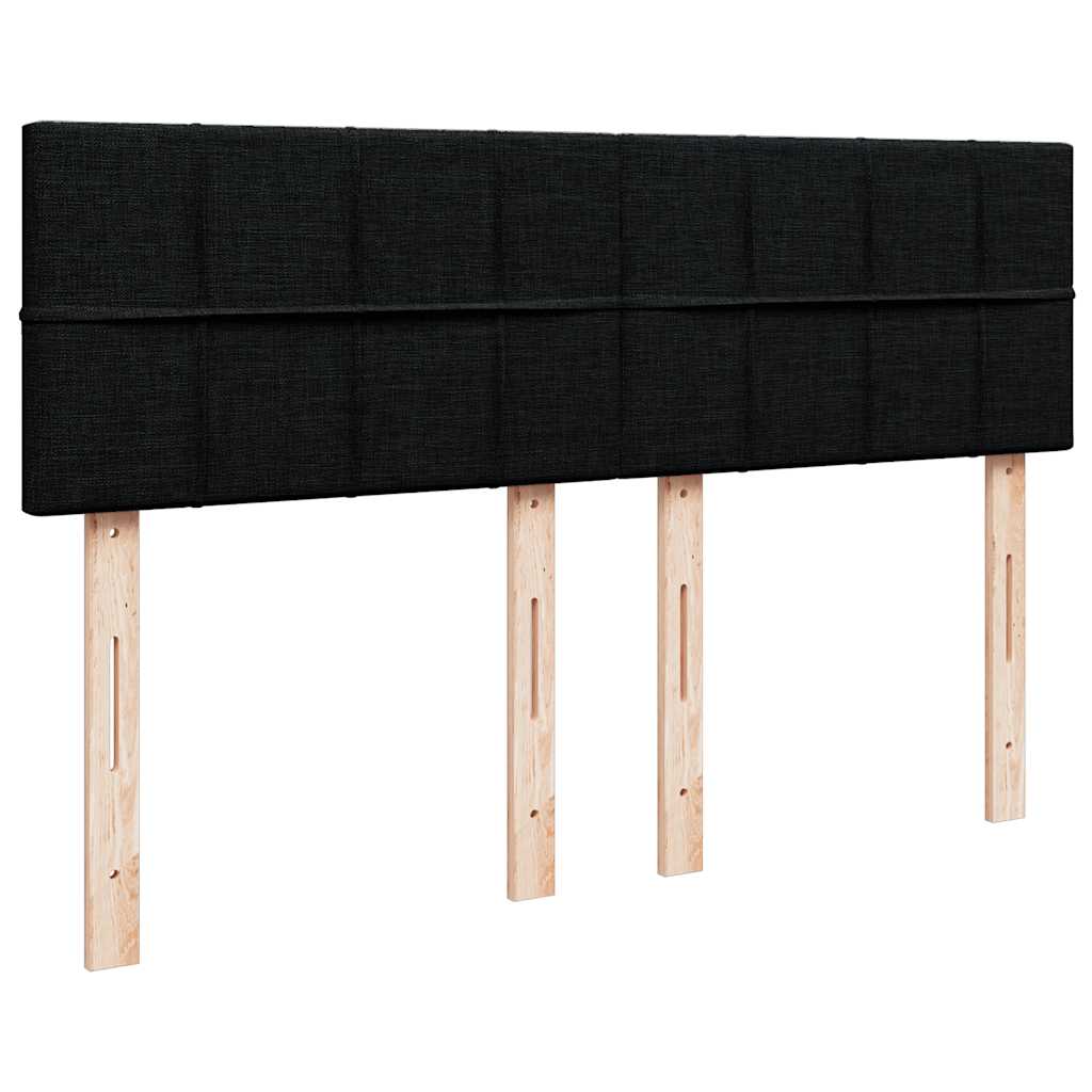 vidaXL Οθωμανικό κρεβάτι με στρώμα & LEDs Μαύρο 140x200 cm Ύφασμα