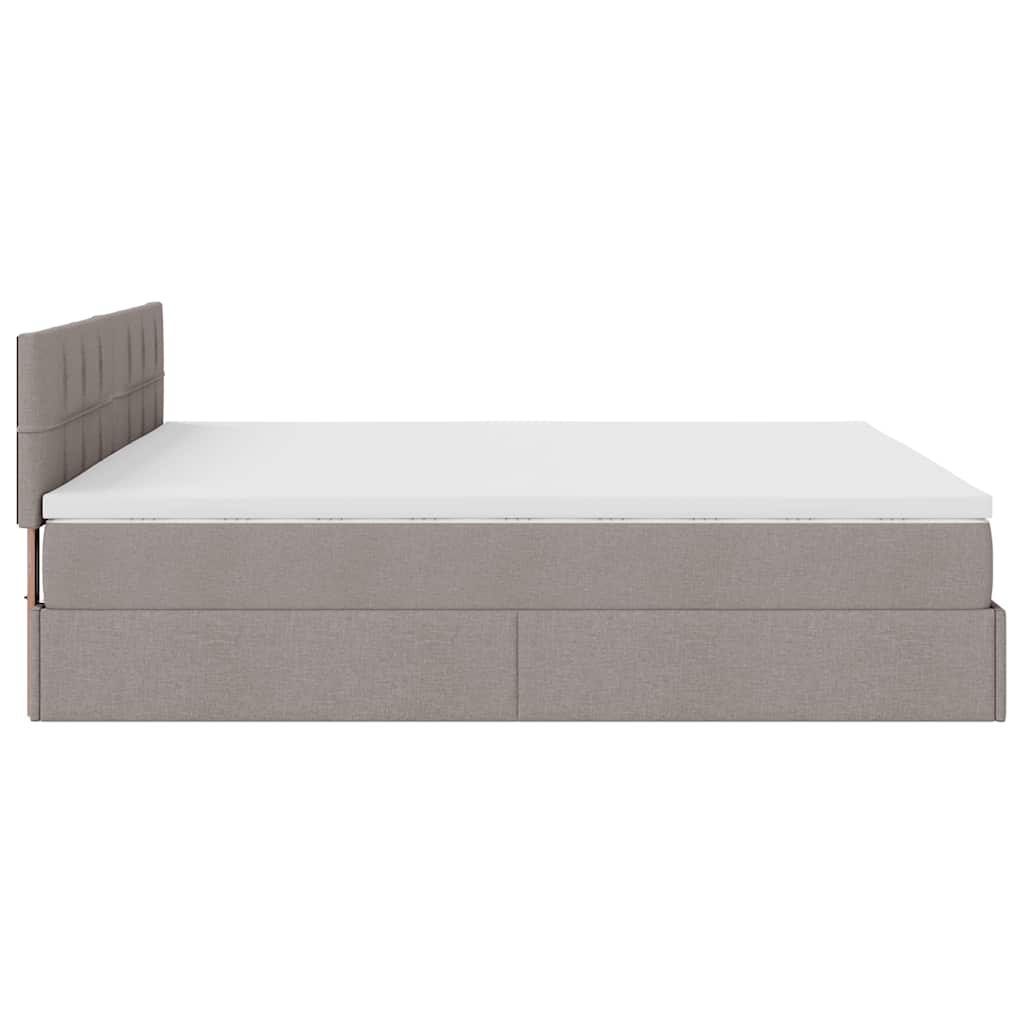 vidaXL Οθωμανικό κρεβάτι με στρώμα & LEDs Taupe 180x200cm ύφασμα