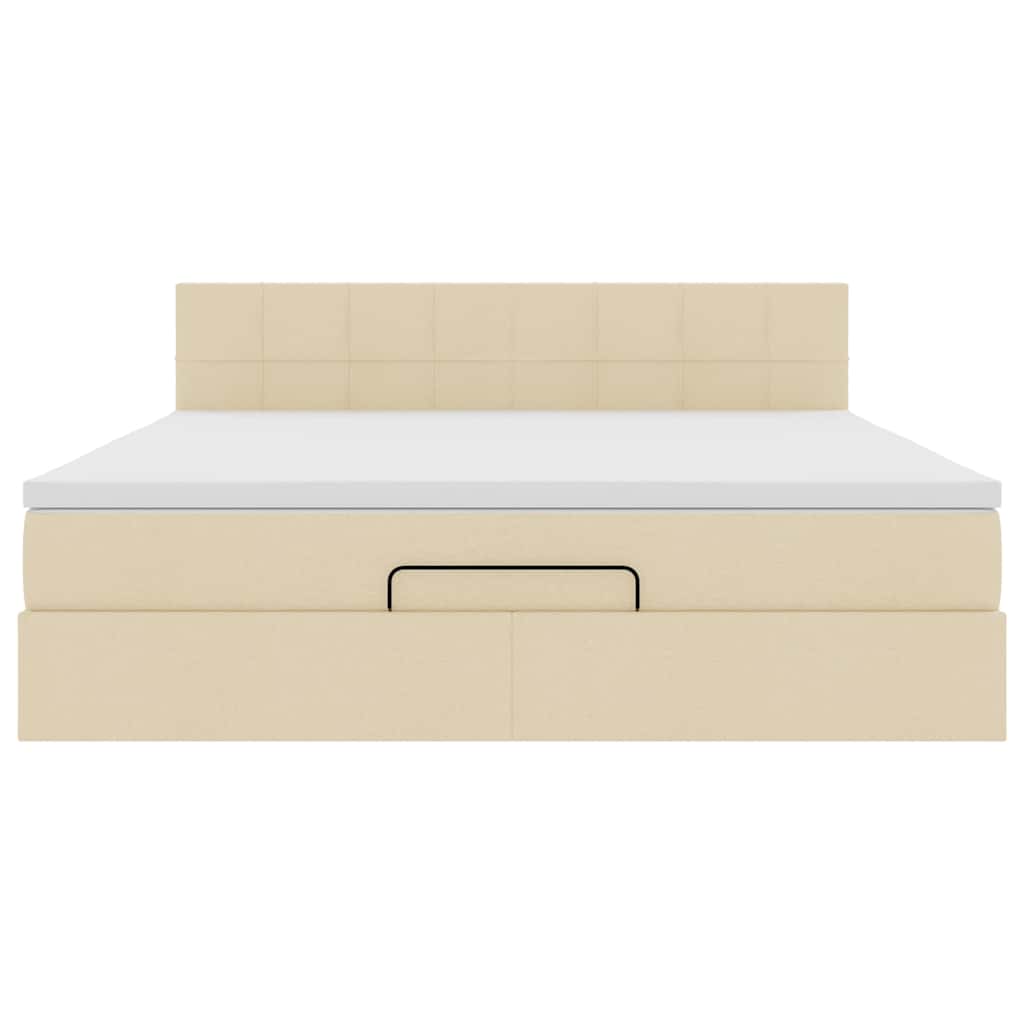 vidaXL Οθωμανικό κρεβάτι με στρώμα & LEDs Cream 180x200cm ύφασμα