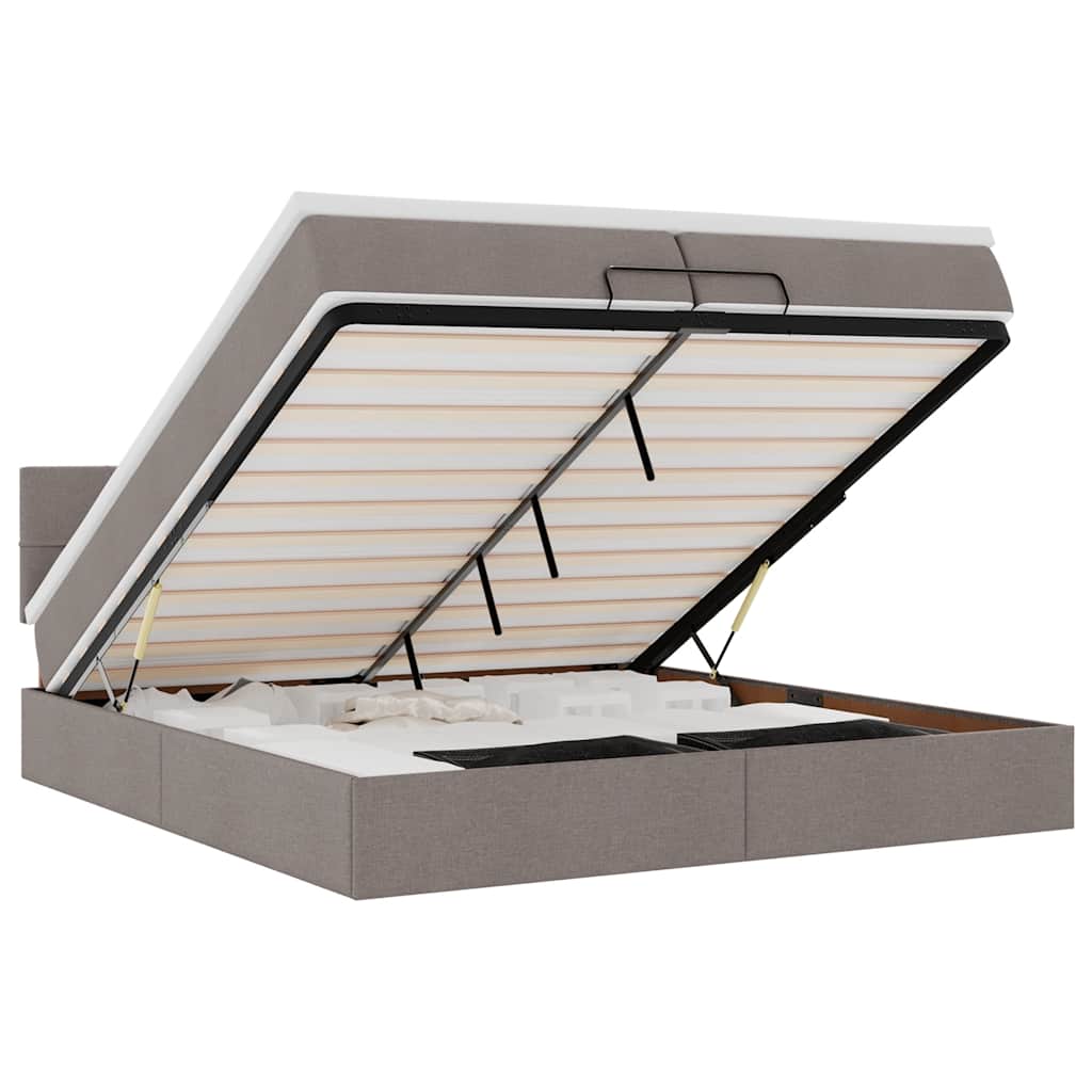 vidaXL Οθωμανικό κρεβάτι με στρώματα & LEDs Taupe 200x200cm ύφασμα