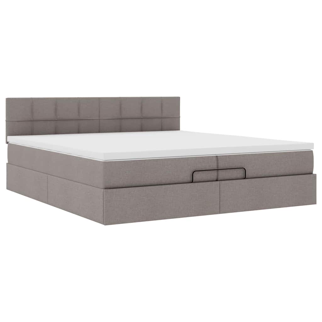 vidaXL Οθωμανικό κρεβάτι με στρώματα & LEDs Taupe 200x200cm ύφασμα