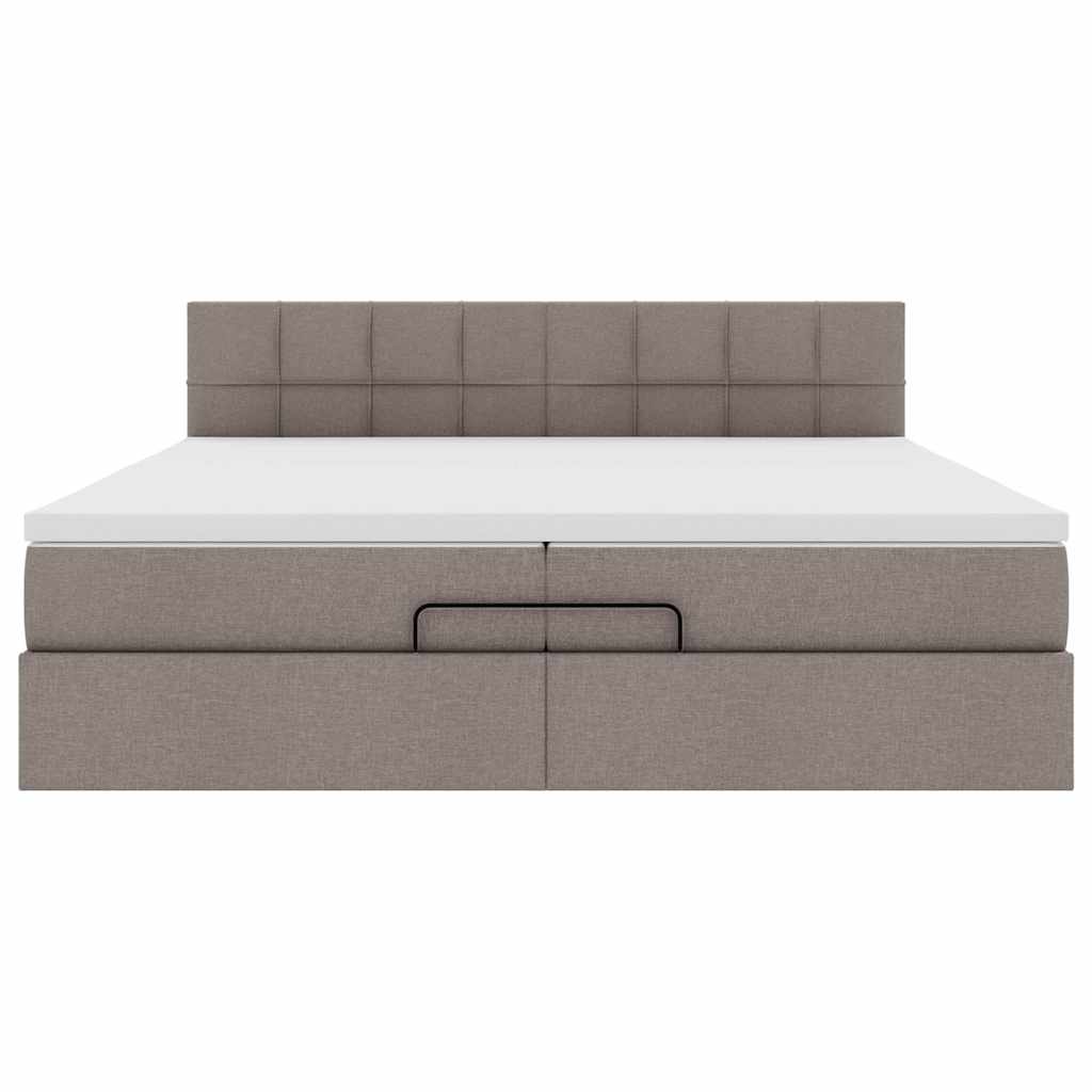 vidaXL Οθωμανικό κρεβάτι με στρώματα & LEDs Taupe 200x200cm ύφασμα