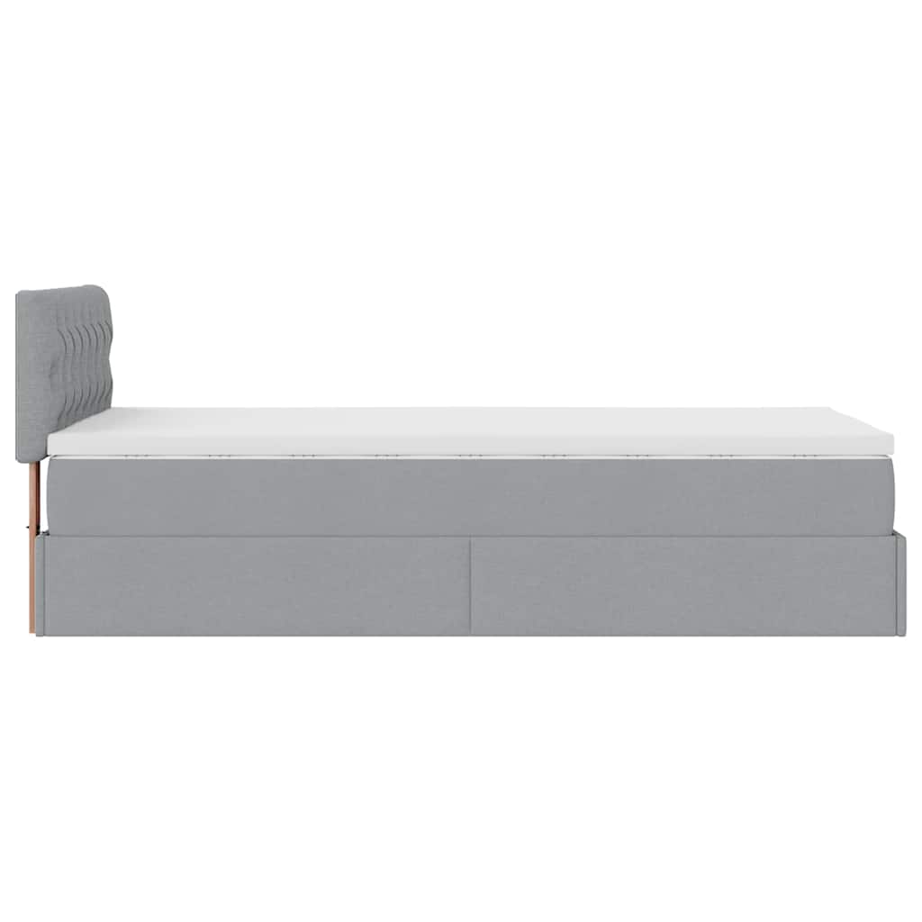 vidaXL Οθωμανικό κρεβάτι με στρώμα & LEDs Ανοιχτό γκρι 80x200cm ύφασμα