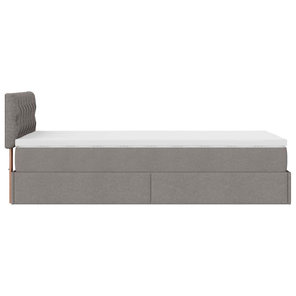 vidaXL Οθωμανικό κρεβάτι με στρώμα & LEDs Taupe 80x200cm ύφασμα