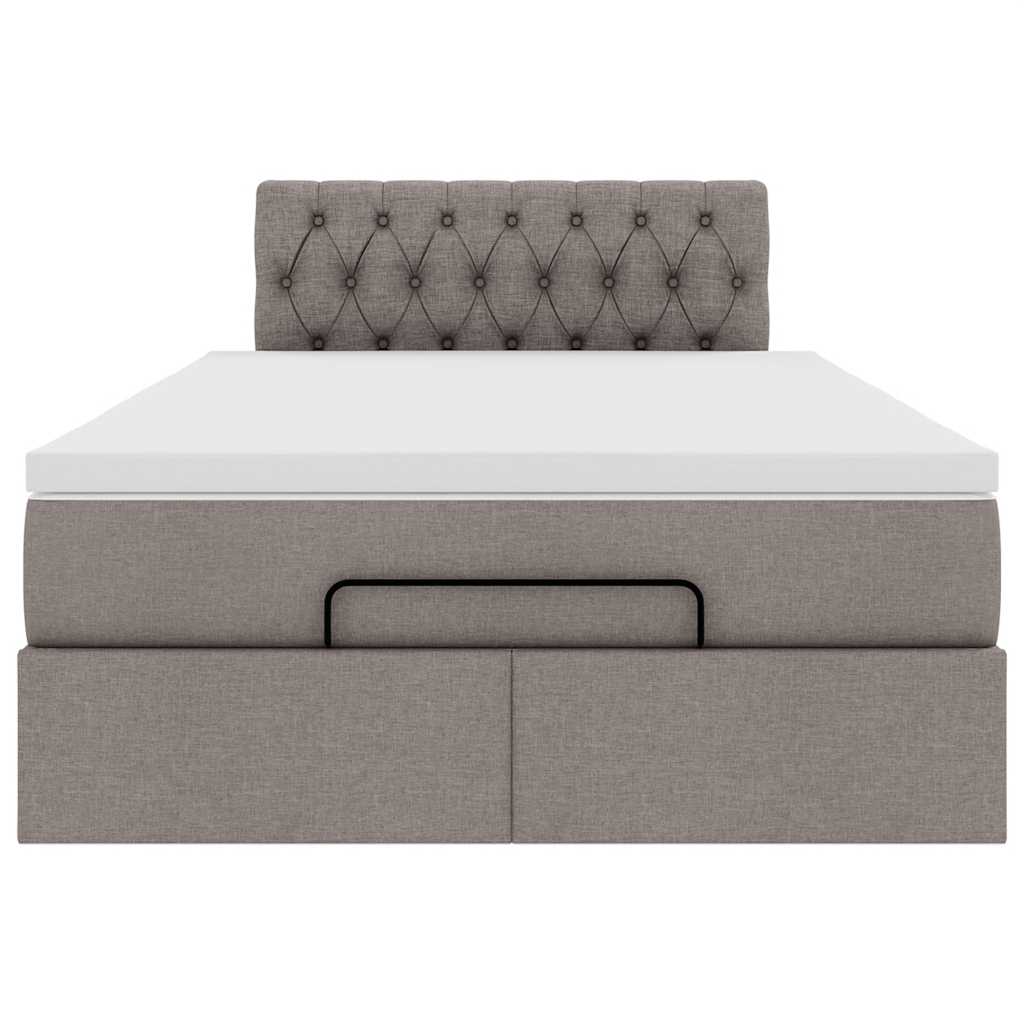 vidaXL Οθωμανικό κρεβάτι με στρώμα & LEDs Taupe 120x190cm ύφασμα