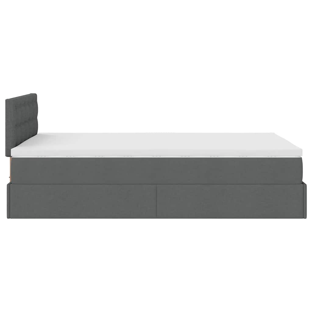 vidaXL Οθωμανικό κρεβάτι με στρώμα & LEDs Σκούρο γκρι 120x200cm Ύφασμα
