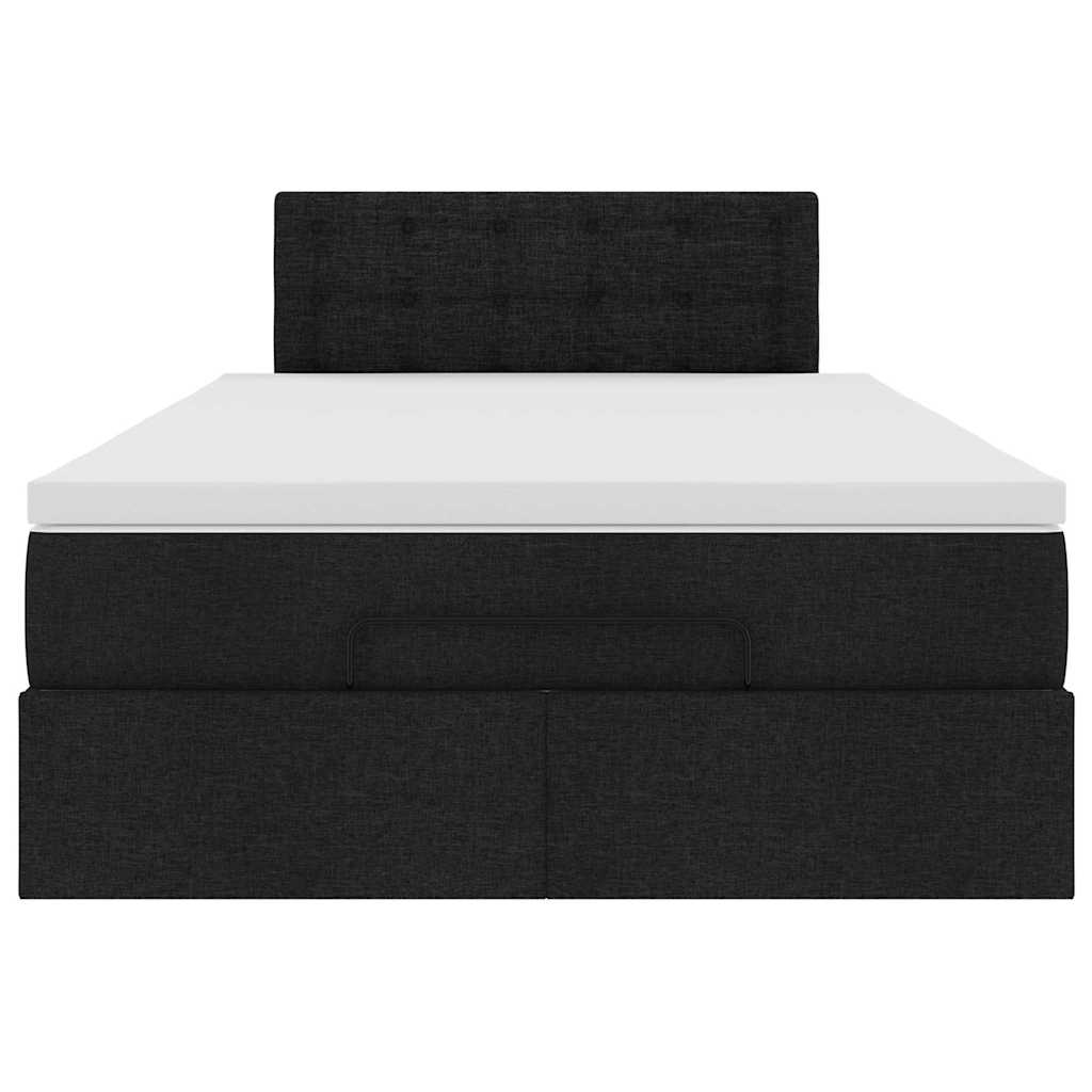 vidaXL Οθωμανικό κρεβάτι με στρώμα & LEDs Μαύρο 120x200 cm Ύφασμα