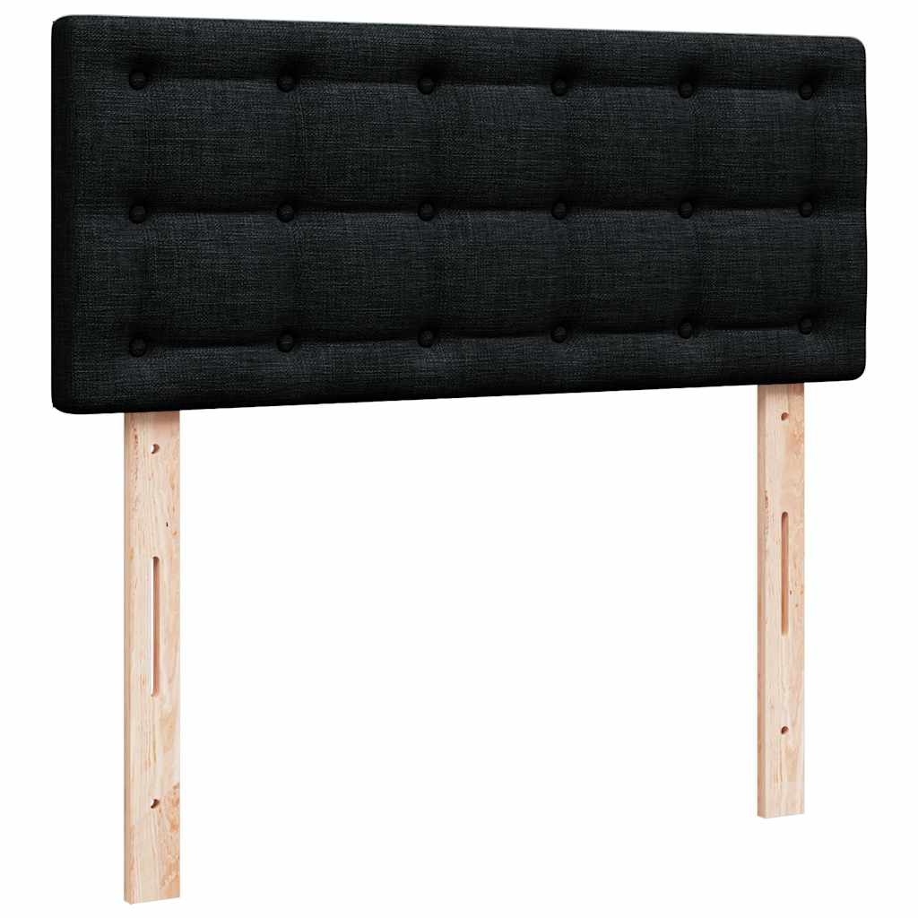 vidaXL Οθωμανικό κρεβάτι με στρώμα & LEDs Μαύρο 120x200 cm Ύφασμα