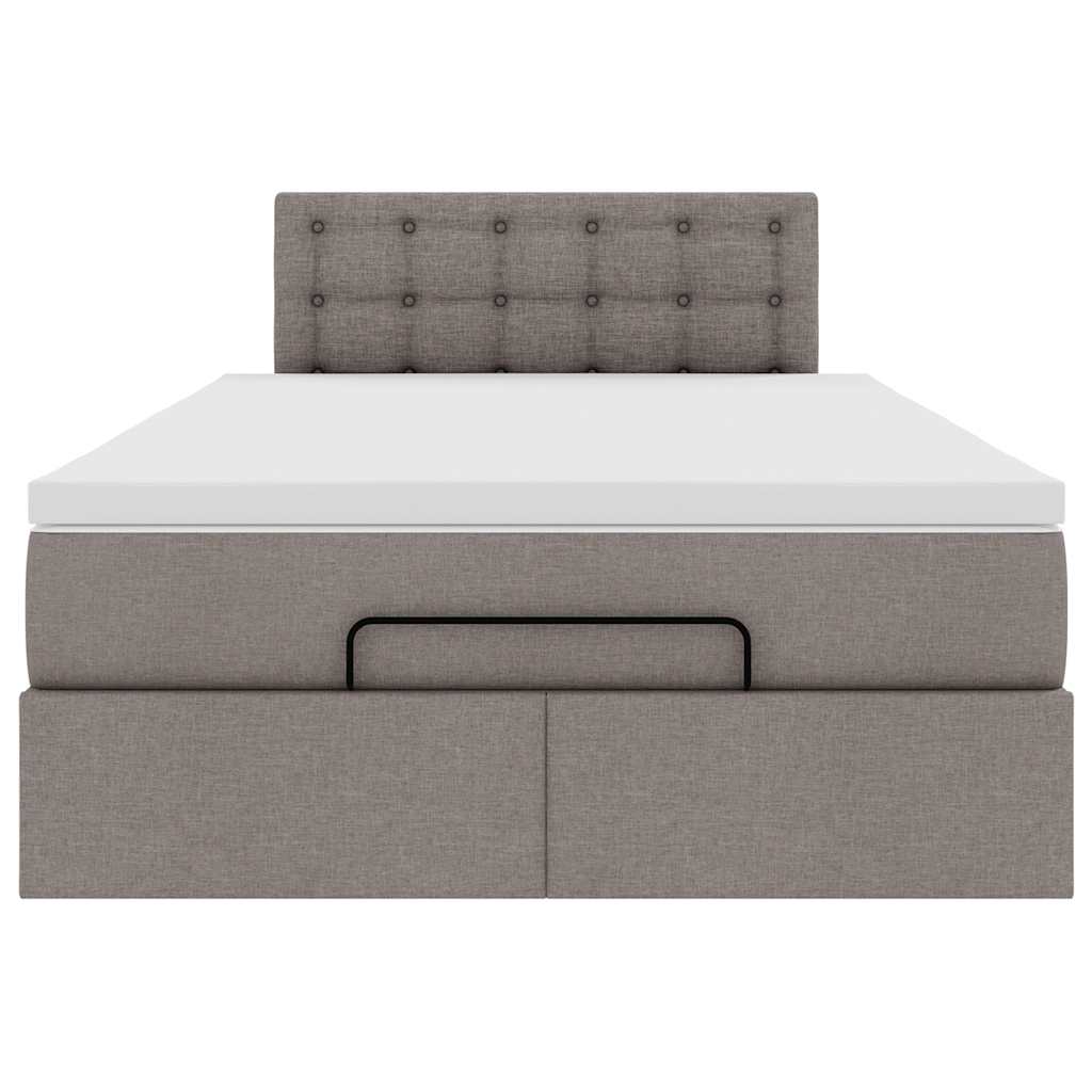 vidaXL Οθωμανικό κρεβάτι με στρώμα & LEDs Taupe 120x200cm ύφασμα