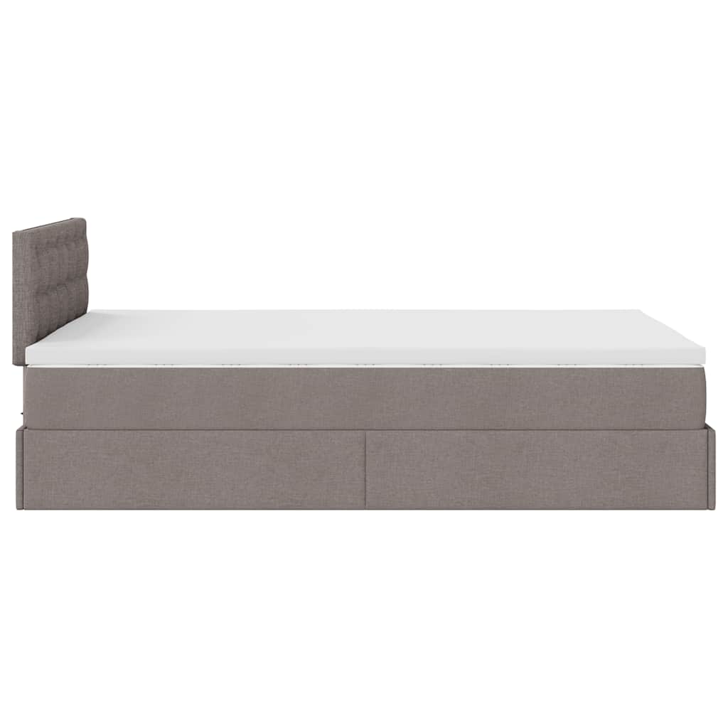 vidaXL Οθωμανικό κρεβάτι με στρώμα & LEDs Taupe 120x200cm ύφασμα