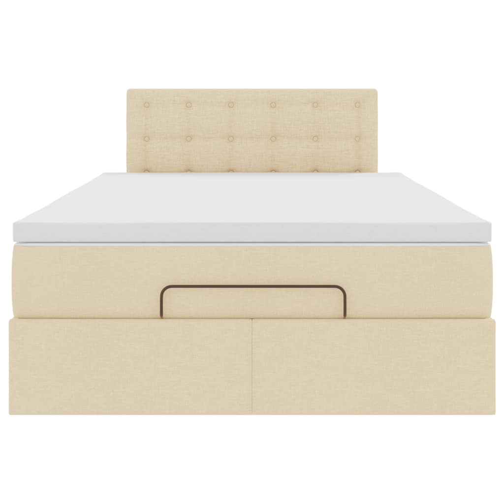 vidaXL Οθωμανικό κρεβάτι με στρώμα & LEDs Cream 120x200cm ύφασμα