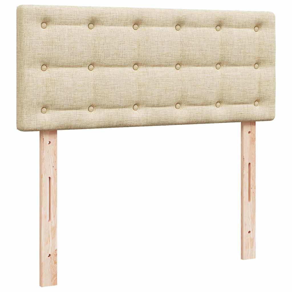 vidaXL Οθωμανικό κρεβάτι με στρώμα & LEDs Cream 120x200cm ύφασμα