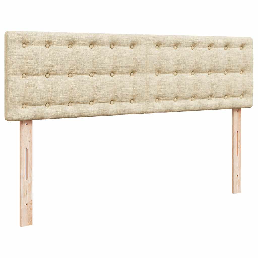vidaXL Οθωμανικό κρεβάτι με στρώμα & LEDs Cream 140x200 cm Ύφασμα
