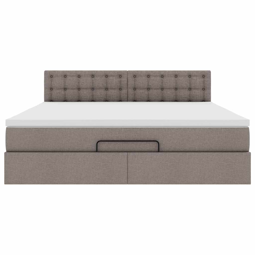 vidaXL Οθωμανικό κρεβάτι με στρώμα & LEDs Taupe 180x200cm ύφασμα