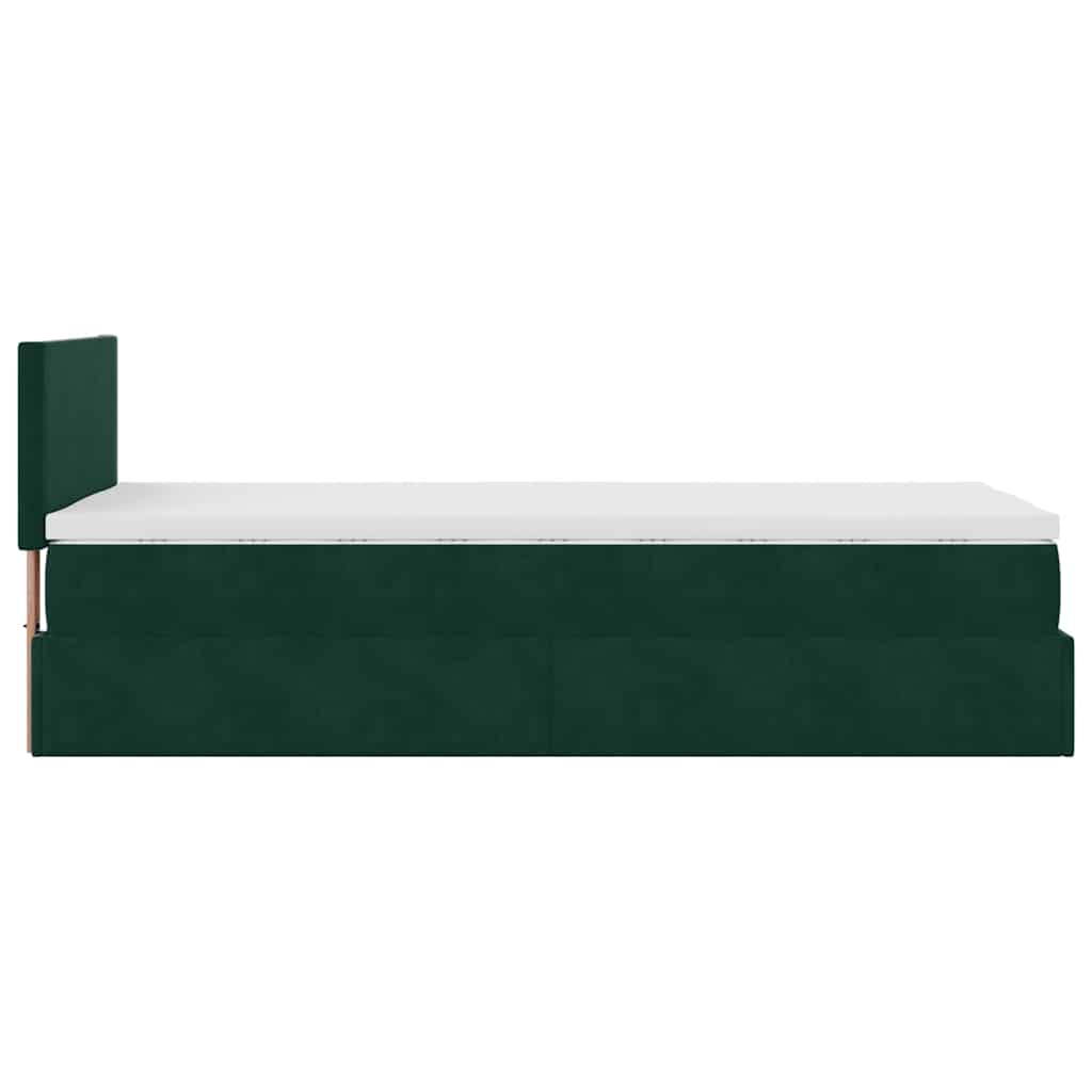 vidaXL Οθωμανικό κρεβάτι με στρώμα & LEDs Dark Green 80x200cm Velvet