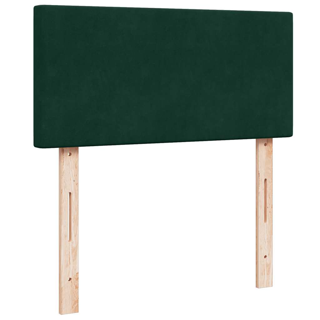 vidaXL Οθωμανικό κρεβάτι με στρώμα & LEDs Dark Green 90x190cm Velvet