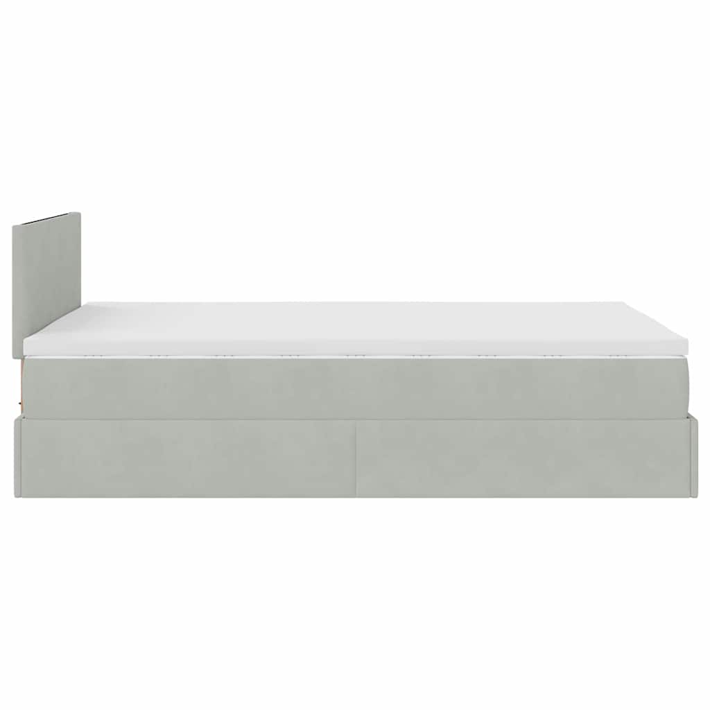 vidaXL Οθωμανικό κρεβάτι με στρώμα&LEDs Ανοιχτό γκρι 120x200cm Βελούδο