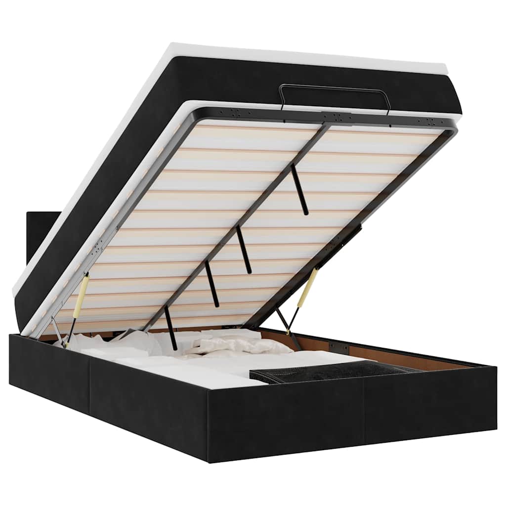 vidaXL Οθωμανικό κρεβάτι με στρώμα & LEDs Μαύρο 120x200cm Velvet