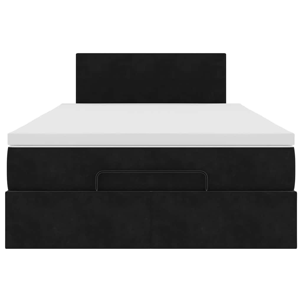 vidaXL Οθωμανικό κρεβάτι με στρώμα & LEDs Μαύρο 120x200cm Velvet