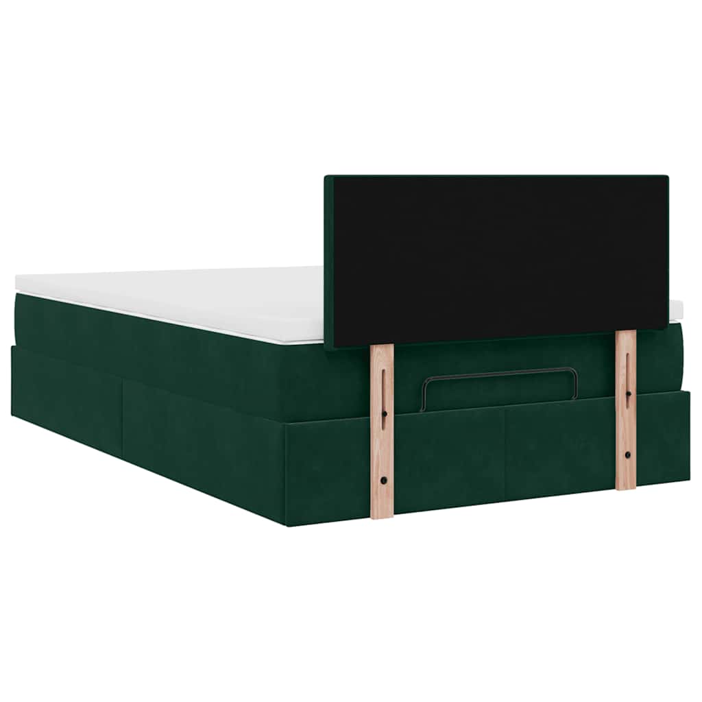 vidaXL Οθωμανικό κρεβάτι με στρώμα & LEDs Dark Green 120x200cm Velvet