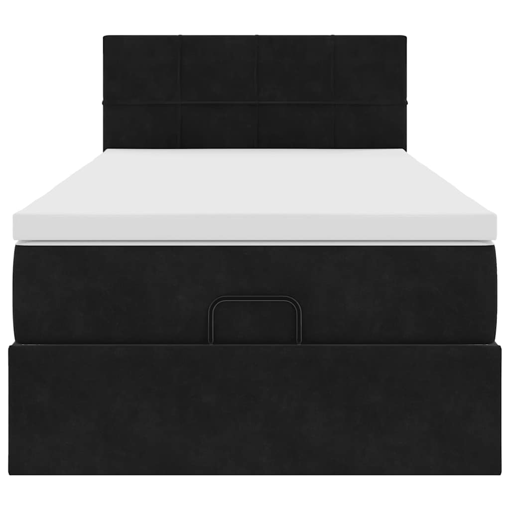 vidaXL Οθωμανικό κρεβάτι με στρώμα & LEDs Μαύρο 100x200cm Velvet