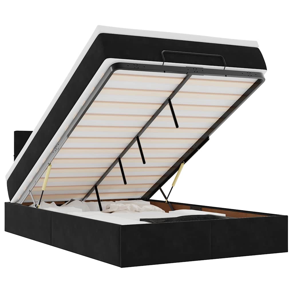 vidaXL Οθωμανικό κρεβάτι με στρώμα & LEDs Μαύρο 120x190cm Velvet