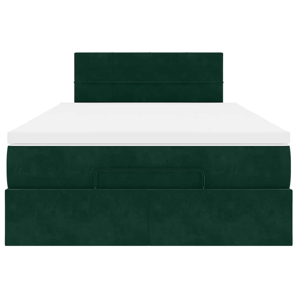 vidaXL Οθωμανικό κρεβάτι με στρώμα & LEDs Dark Green 120x190cm Velvet