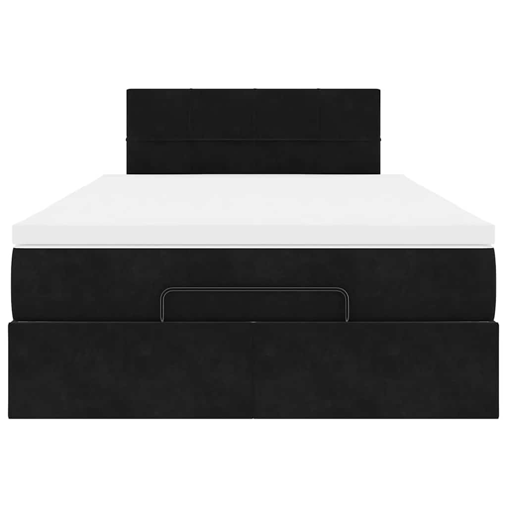 vidaXL Οθωμανικό κρεβάτι με στρώμα & LEDs Μαύρο 120x200cm Velvet