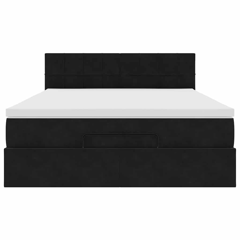vidaXL Οθωμανικό κρεβάτι με στρώμα & LEDs Μαύρο 140x190cm Velvet