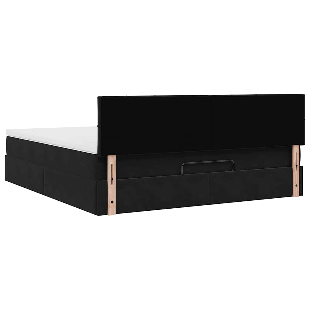 vidaXL Οθωμανικό κρεβάτι με στρώμα & LEDs Μαύρο 160x200cm Velvet