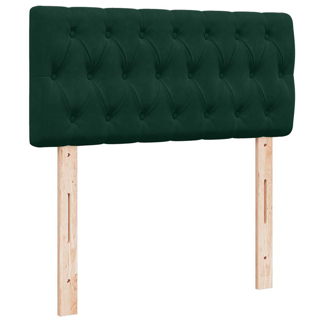 vidaXL Οθωμανικό κρεβάτι με στρώμα & LEDs Dark Green 90x190cm Velvet