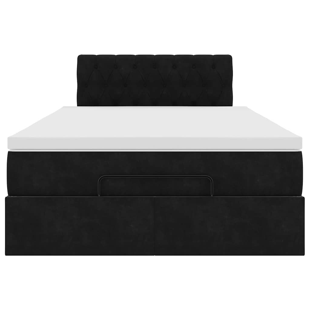 vidaXL Οθωμανικό κρεβάτι με στρώμα & LEDs Μαύρο 120x200cm Velvet