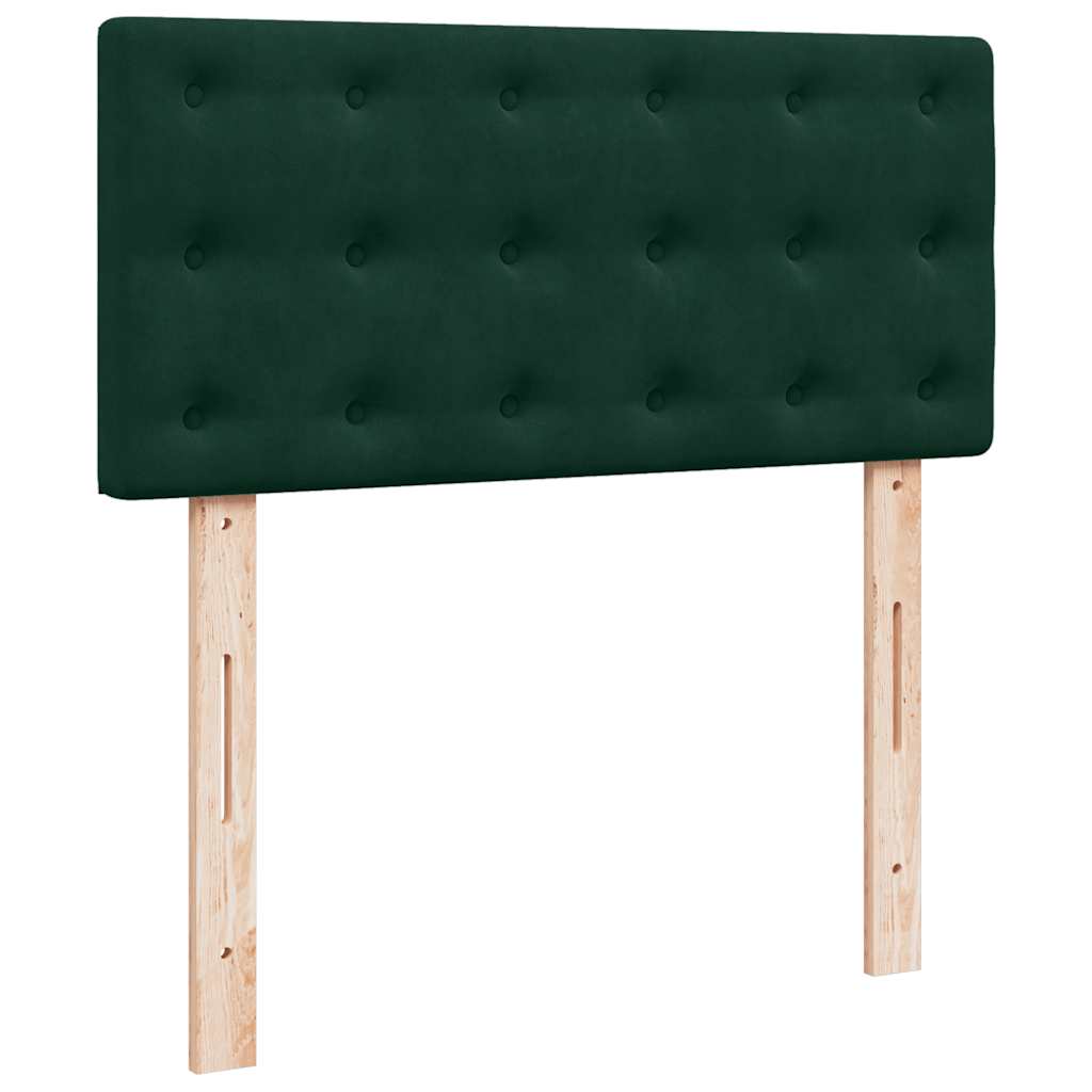vidaXL Οθωμανικό κρεβάτι με στρώμα & LEDs Dark Green 80x200cm Velvet