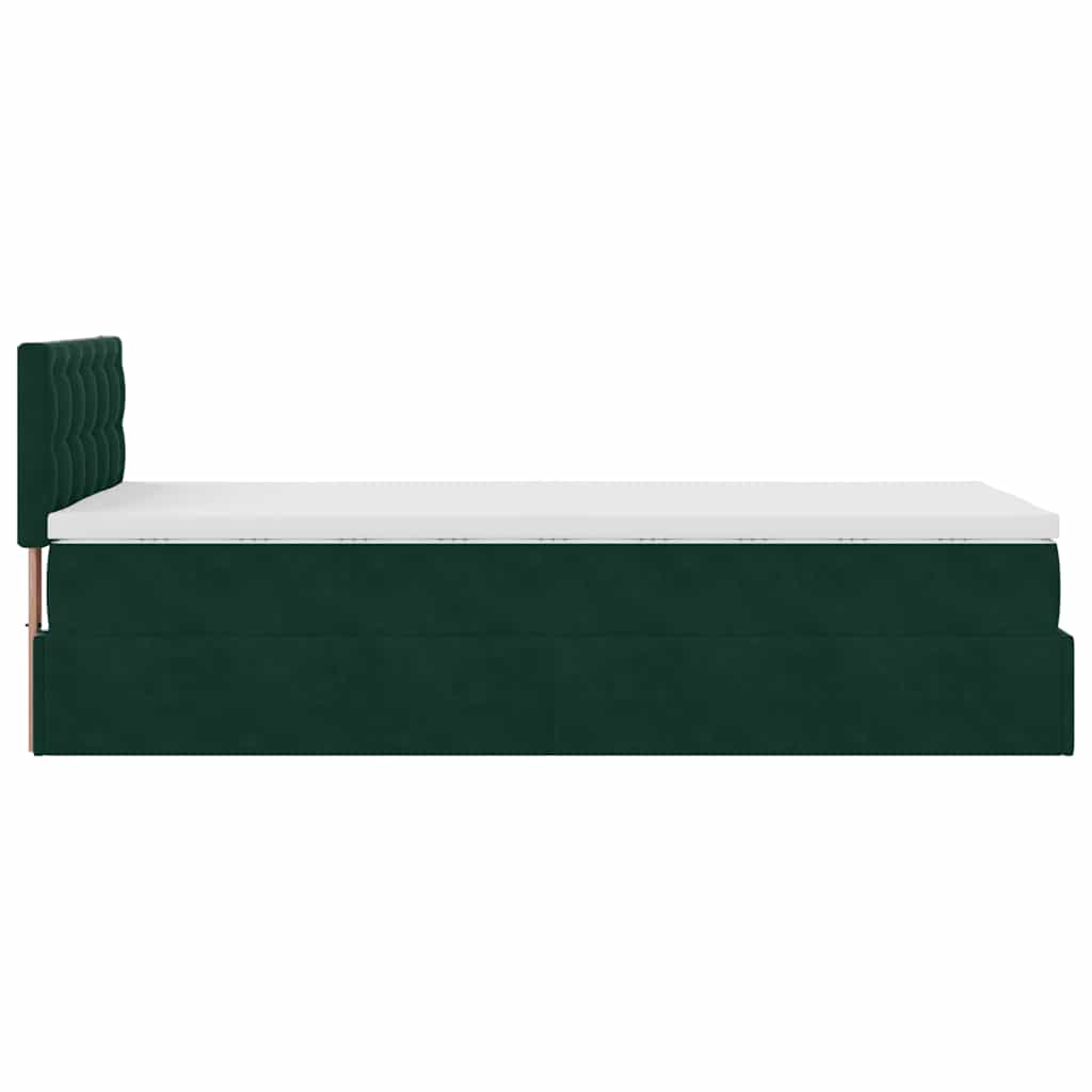vidaXL Οθωμανικό κρεβάτι με στρώμα & LEDs Dark Green 80x200cm Velvet