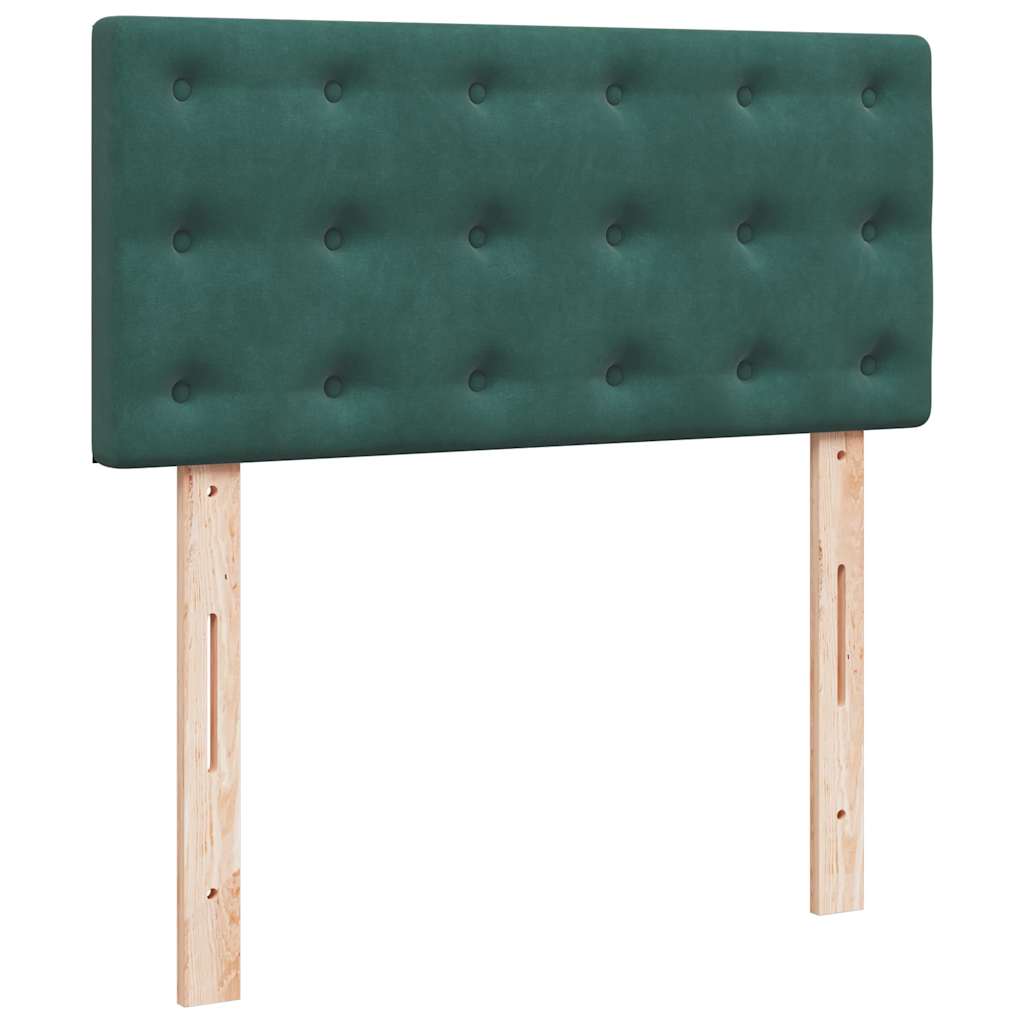 vidaXL Οθωμανικό κρεβάτι με στρώμα & LEDs Dark Green 90x200cm Velvet