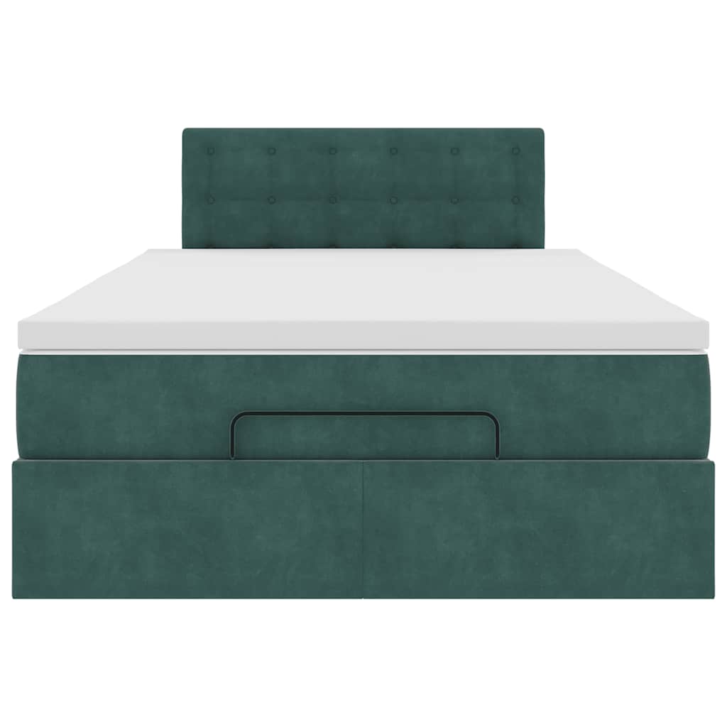 vidaXL Οθωμανικό κρεβάτι με στρώμα & LEDs Dark Green 120x190cm Velvet