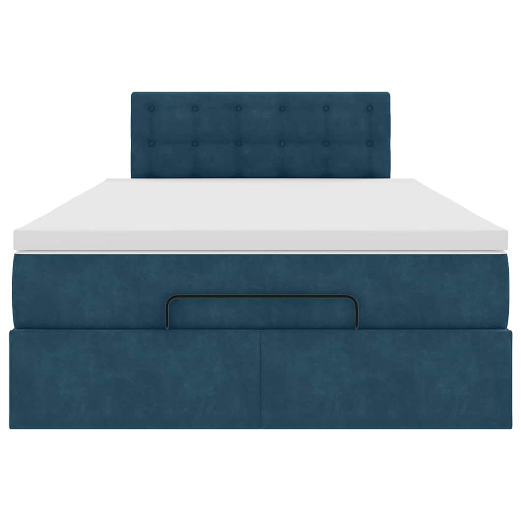 vidaXL Οθωμανικό κρεβάτι με στρώμα&LEDs Σκούρο μπλε 120x190cm Βελούδο