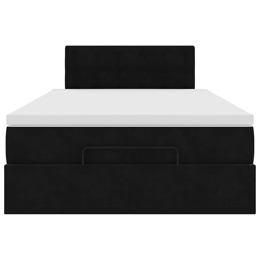 vidaXL Οθωμανικό κρεβάτι με στρώμα & LEDs Μαύρο 120x200cm Velvet