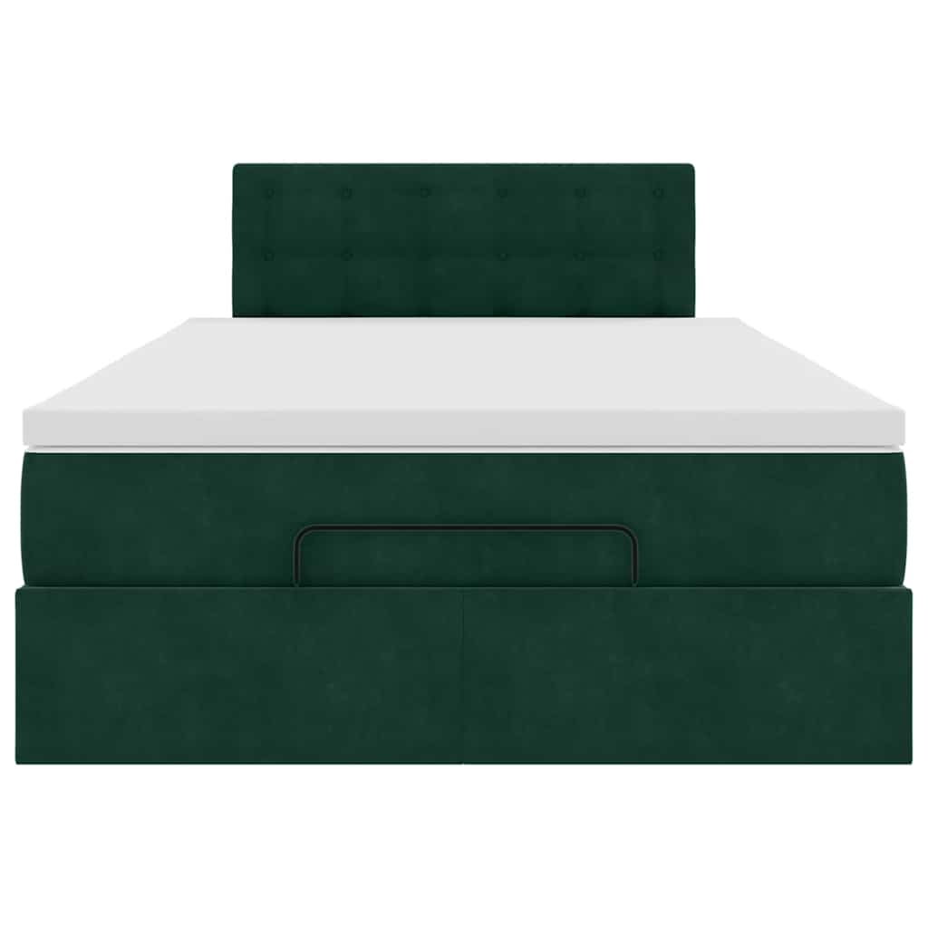 vidaXL Οθωμανικό κρεβάτι με στρώμα & LEDs Dark Green 120x200cm Velvet