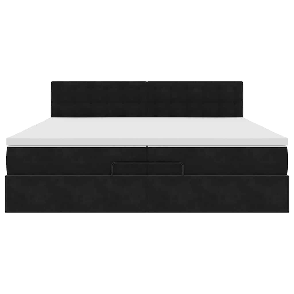 vidaXL Οθωμανικό κρεβάτι με στρώματα & LEDs Μαύρο 200x200cm Velvet