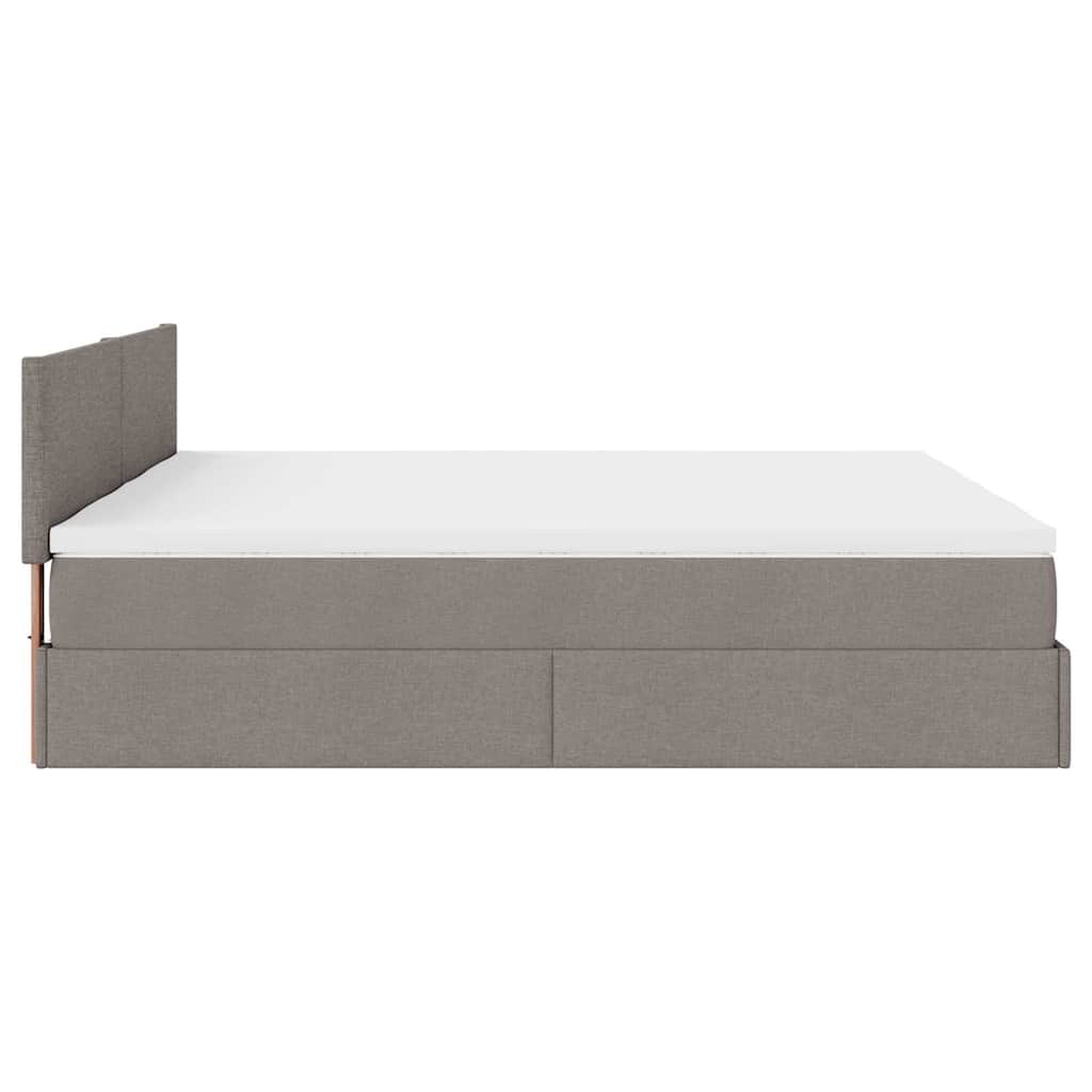 vidaXL Οθωμανικό κρεβάτι με στρώματα & LEDs Taupe 180x200cm ύφασμα
