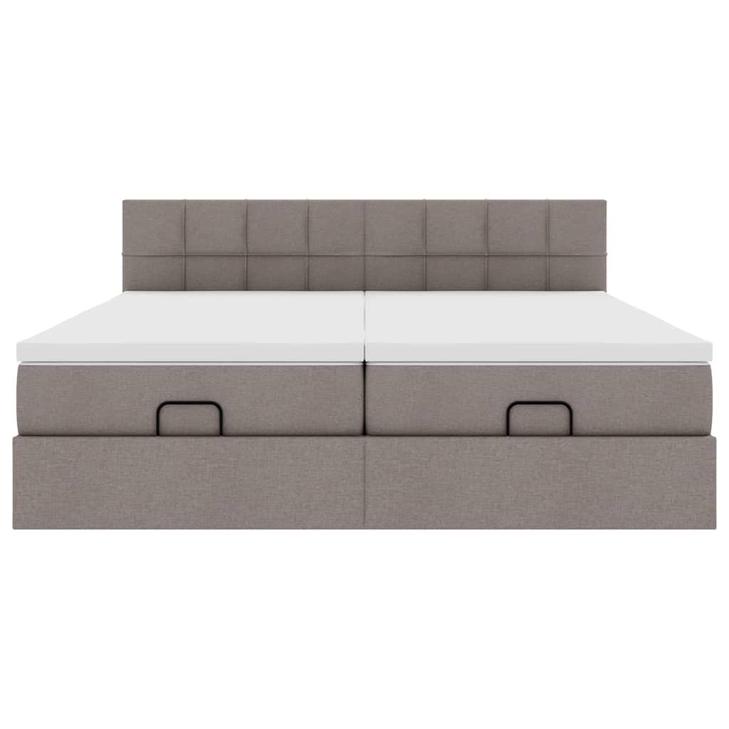 vidaXL Οθωμανικό κρεβάτι με στρώματα & LEDs Taupe 180x200cm ύφασμα