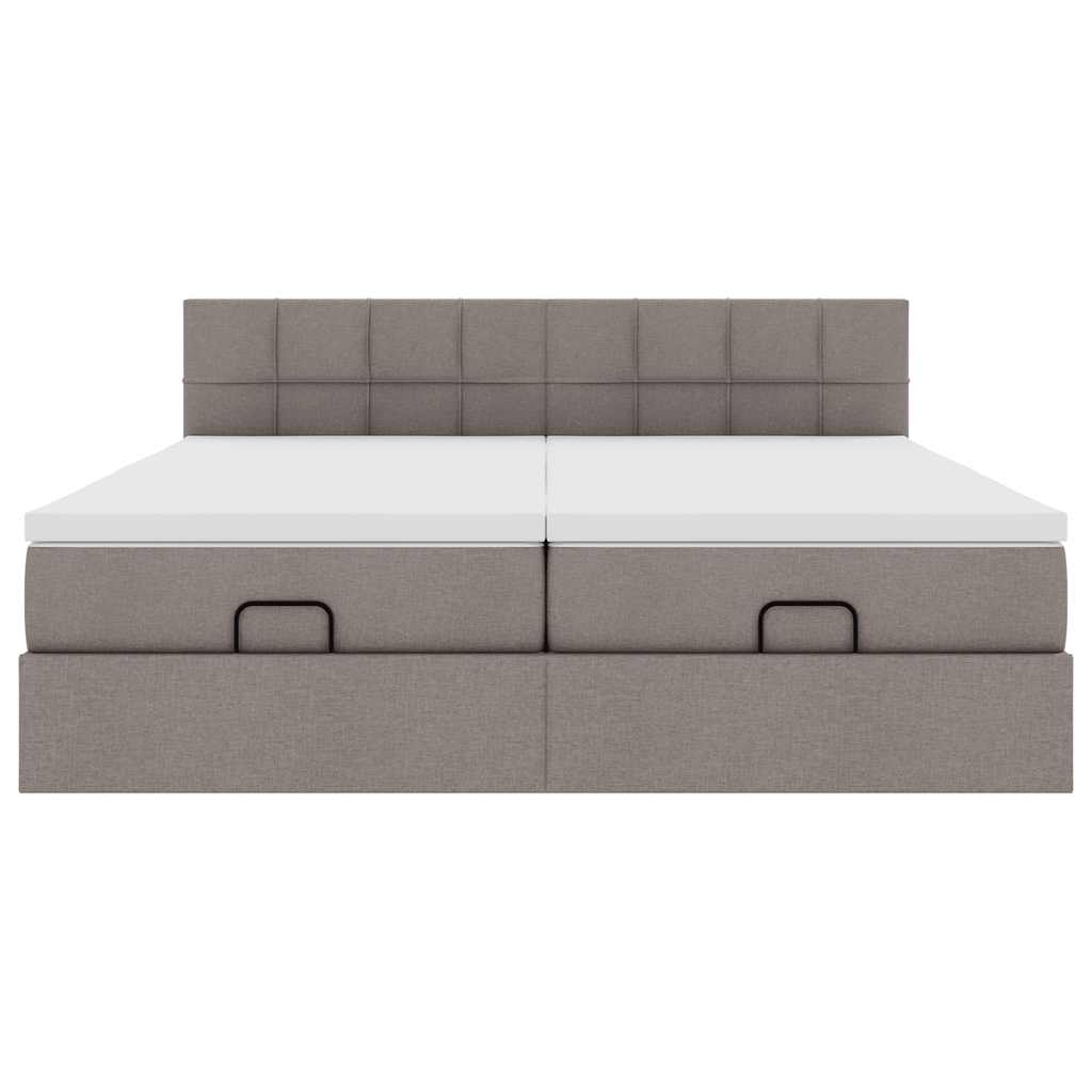 vidaXL Οθωμανικό κρεβάτι με στρώματα & LEDs Taupe 200x200cm ύφασμα