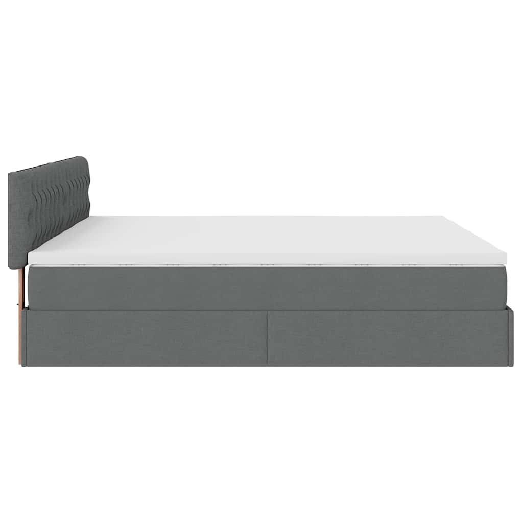 vidaXL Οθωμανικό κρεβάτι με στρώματα&LEDs Σκούρο γκρι 160x200cm ύφασμα